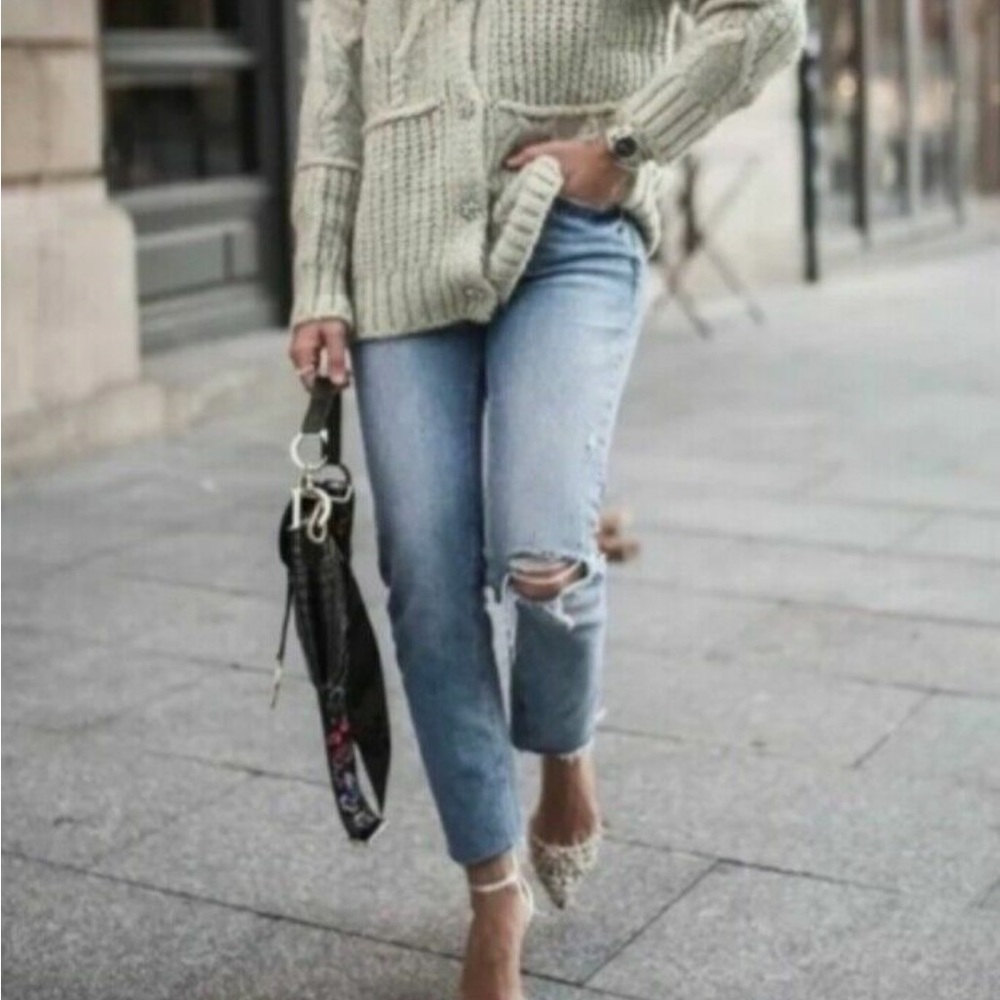 Zara Rhinestone Button Patchwork Cardigan - image 4